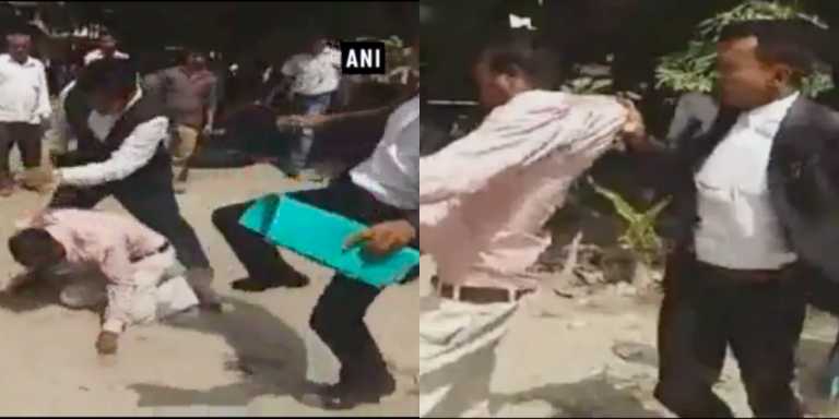 A VIDEO CLIP OF GROUP OF LAWYERS PUBLICLY THRASHING A CLIENT INSIDE THE COURT PREMISES GOES VIRAL ON THE SOCIAL MEDIA